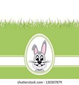 happy easter bunny white egg green grass