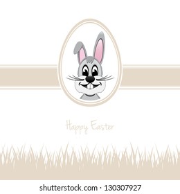 happy easter bunny white egg grass beige