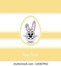 happy easter bunny white egg yellow background