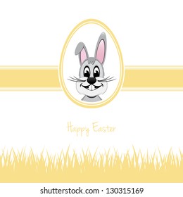 happy easter bunny white egg grass yellow