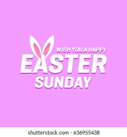 Happy Easter with Bunny's Ears Simple Typography on Pink Background