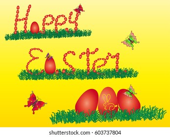 Happy easter with butterflies