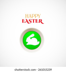 Happy easter button with rabbit computer design card