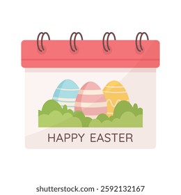 Happy Easter calendar symbol with decorative eggs. Vector illustration