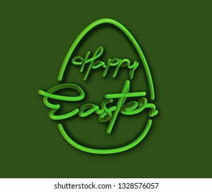 Happy Easter Calligraphic 3d Pipe Style Text Vector illustration Design 