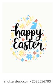 Happy Easter Calligraphic Lettering Collection. Hand Drawn Vector Illustration