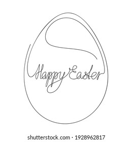 Grabación caligráfica feliz de Pascua en huevo Dibujo continuo de una línea, texto de inscripción manuscrito hecho de línea delgada, ilustración minimalista vectorial, frase de elemento de diseño para vacaciones de Pascua