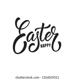 Happy Easter. Calligraphic lettering label for Easter holiday.
