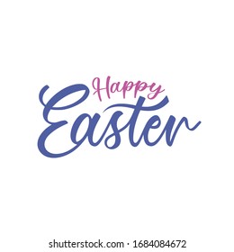 Happy Easter calligraphic lettering on white background.