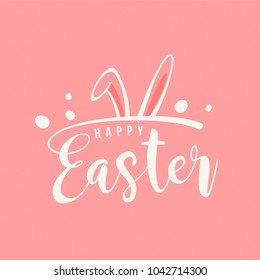 Happy Easter Calligraphy with Abstract Bunny Ears. ideal for Greeting Card, Poster, Social Media, Banner, Party Invitation