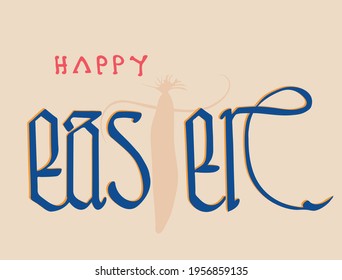 Happy easter calligraphy design with carrot.