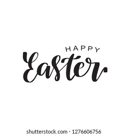 Feliz diseño de caligrafía de Pascua. El texto con letras dibujadas a mano se puede utilizar para el logotipo, la insignia, el icono, el cartel. Plantilla vectorial para invitación, tarjeta de felicitación, web, postal.