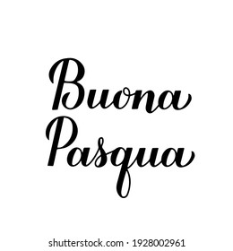 Happy Easter calligraphy hand lettering in Italian language isolated on white. Easter celebration typography poster. Vector template for party invitation, greeting card, banner, sticker, etc.