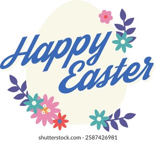 Happy Easter Calligraphy Hand Lettering Isolated 