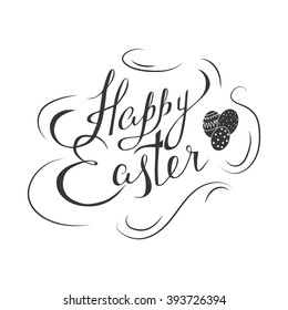 Happy Easter. Calligraphy handwritten  text. Vector illustration