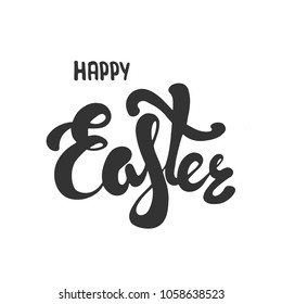 Happy Easter calligraphy isolated on white background.  Hand drawn elements for your design.