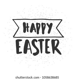 Happy Easter calligraphy isolated on white background.  Hand drawn elements for your design.