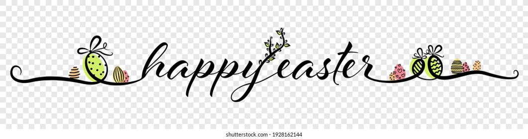 Banner de letras de caligrafía de pascua feliz aislado en ilustración vectorial de fondo transparente