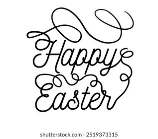 Happy Easter calligraphy lettering . Happy Easter text banner. hand drawn. Not AI, Vector illustration.