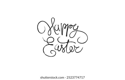 Happy Easter calligraphy lettering . Happy Easter text banner white background.