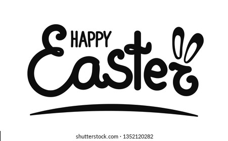 Happy Easter calligraphy letters isolated on white background signature for banners, postcards, posters