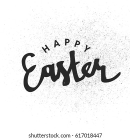 "Happy Easter" calligraphy with texture effect. Holiday greetings logotype. Hand drawn vector lettering. letters on white background. Easter greetings illustration