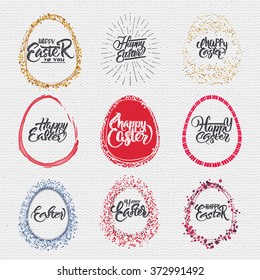 Happy easter - calligraphy typography badge It can be used for postcards, posters, presentations