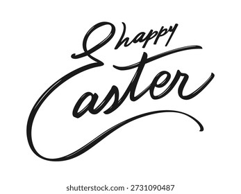 Letras de tipografía de caligrafía de Pascua feliz con líneas de pincel artísticas, estilo de guion de pincel dinámico, texto de Días festivos de primavera elegantes escritos a mano. Letras de Pascua creativas de moda. Ilustración vectorial
