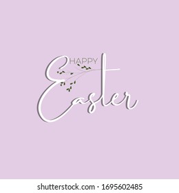 Happy Easter calligraphy writing minimalist style on a pastel background