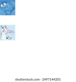 Happy easter car Bunny and easter eggs Vector illustration