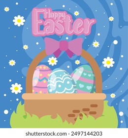 Frohe Osterauto Hase und Ostereier Vektorgrafik