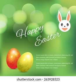 Happy Easter card background with Easter bunny.
