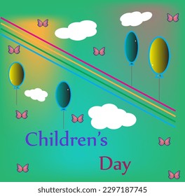 Happy easter card background happy children's day and ballon.For design template abstract background.