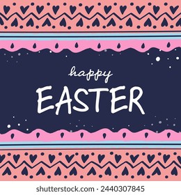 Happy Easter card. Background with painted egg design. Vector illustration