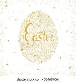 Happy Easter card. Easter background. Easter sunday. Easter golden egg. Easter hand lettering. Easter Holiday. Easter Vector. Easter greeting card.