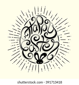 Happy Easter card. background sunday egg. hand lettering Holiday. Vector Handwritten Happy greeting