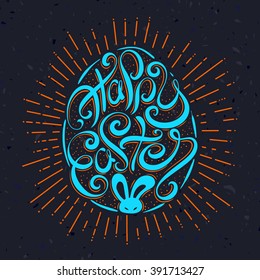 Happy Easter card. background sunday egg. hand lettering Holiday. Vector Handwritten Happy greeting