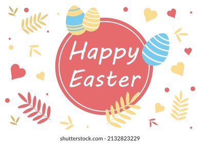 Happy Easter card, banner or poster with white background for commercial use.