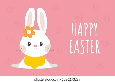 Happy Easter. Easter card, banner. Rabbit.Bunny. Modern minimalist design.