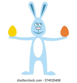 Happy Easter card with beautiful cute cartoon rabbit vector illustration