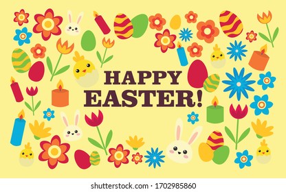 Happy Easter card Beautiful vibrant colors Simple abstract design Children vector illustration clip art