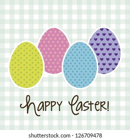 happy easter card, blue background. vector illustration