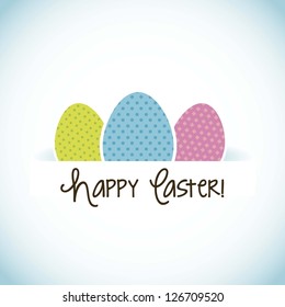 happy easter card, blue background. vector illustration