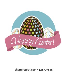 happy easter card, blue background. vector illustration