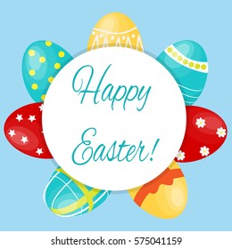 Happy Easter card with blue background