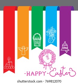 Happy Easter card bookmarks. Vector elements