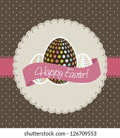 happy easter card, brown background. vector illustration