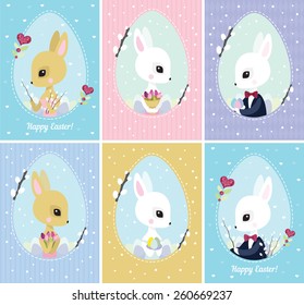 Happy easter card with bunnies