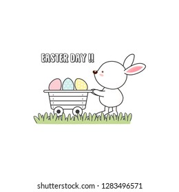 Happy Easter card. Easter bunnies and egg.