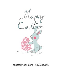 happy easter card with bunny